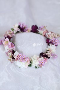 淡いパープルピンクの花冠　ライラックの花冠　アートフラワー