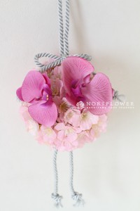 桜＆胡蝶蘭和装ブーケ　和装ブーケ　ボールブーケ　お色直しブーケ