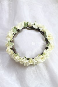 花冠　あじさい　ヘアーサークル　白グリーン花冠　ウェディングフラワー　ヘアーアクセサリー